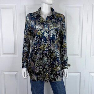 CARRÉ NOIR women's floral velvet blouse small